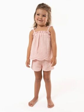 NWOT Modern Moments By Gerber Toddler Girl Casual Cotton Gauze Outfit Set, 4T